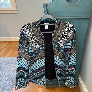 Chico's Black and Blue Tribal Blazer
